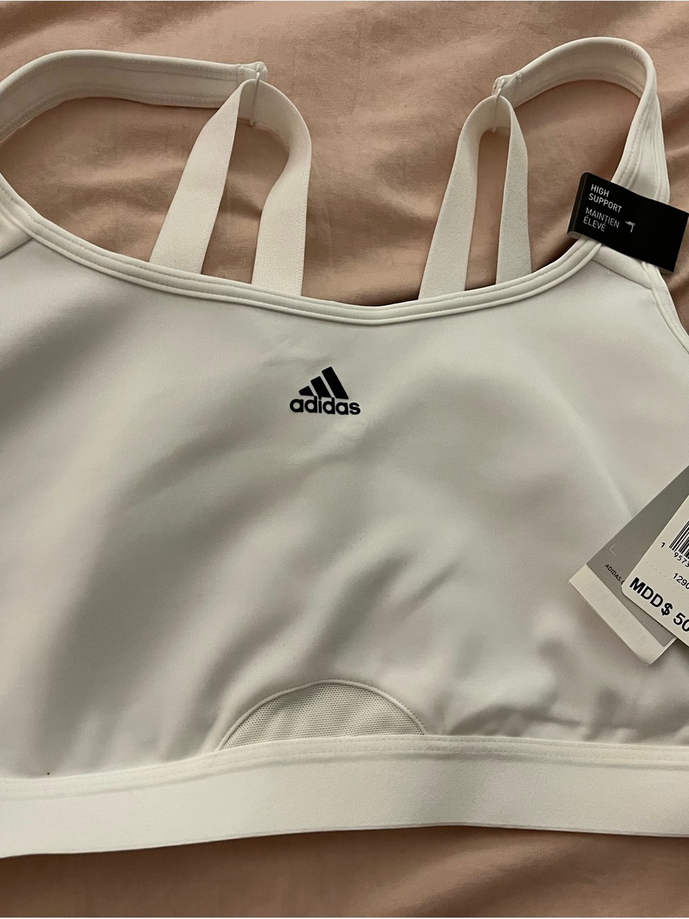 adidas White Double-Strap High Support Sports Bra